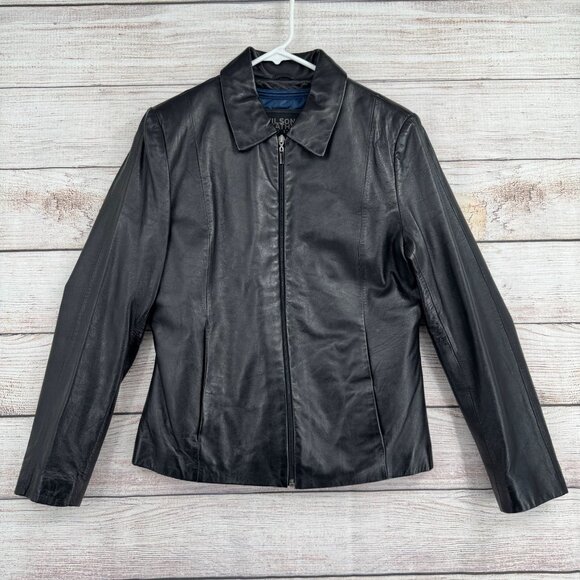 Wilsons Leather Pelle Studio Insulated Leather Jacket Women's M Black Thinsulate - Picture 1 of 16